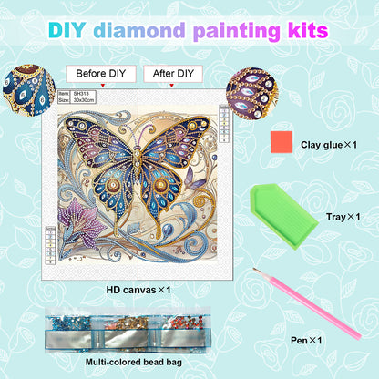 Butterfly - Special Shaped Drill Diamond Painting 30*30CM