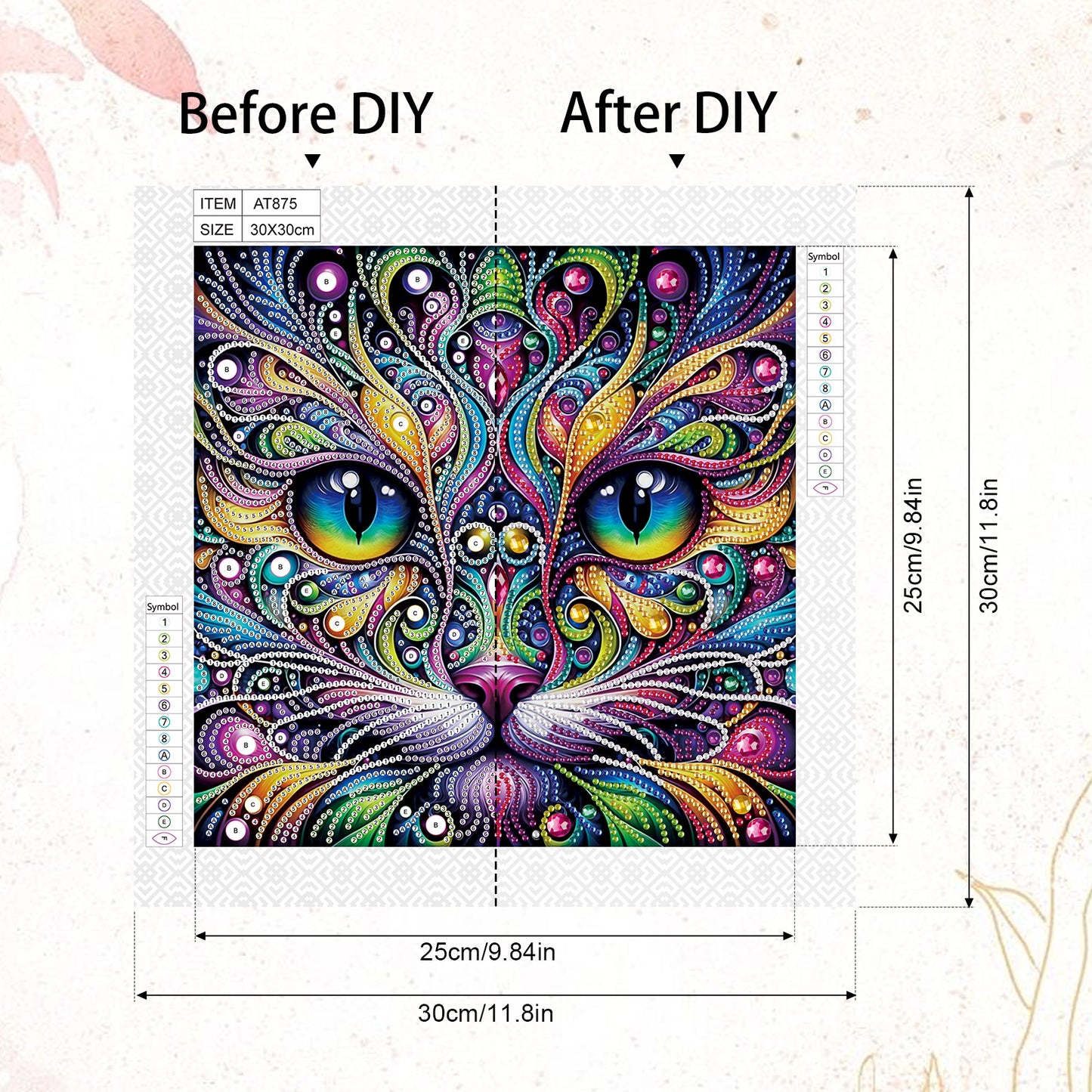 Colorful Cat - Special Shaped Drill Diamond Painting 30*30CM