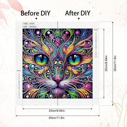 Colorful Cat - Special Shaped Drill Diamond Painting 30*30CM