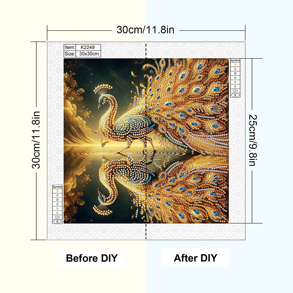 Peacock - Special Shaped Drill Diamond Painting 30*30CM