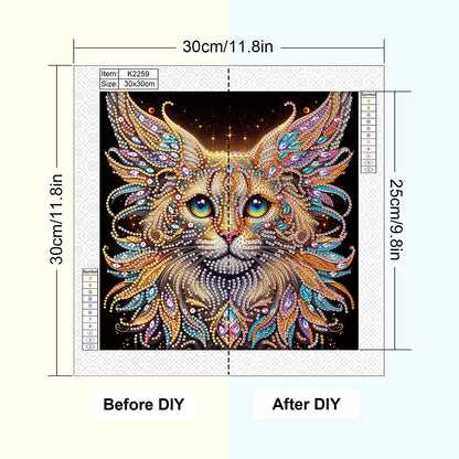 Colorful Cat - Special Shaped Drill Diamond Painting 30*30CM