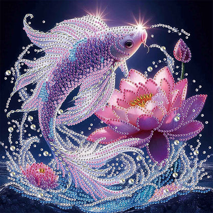 Purple Light Fish - Special Shaped Drill Diamond Painting 30*30CM