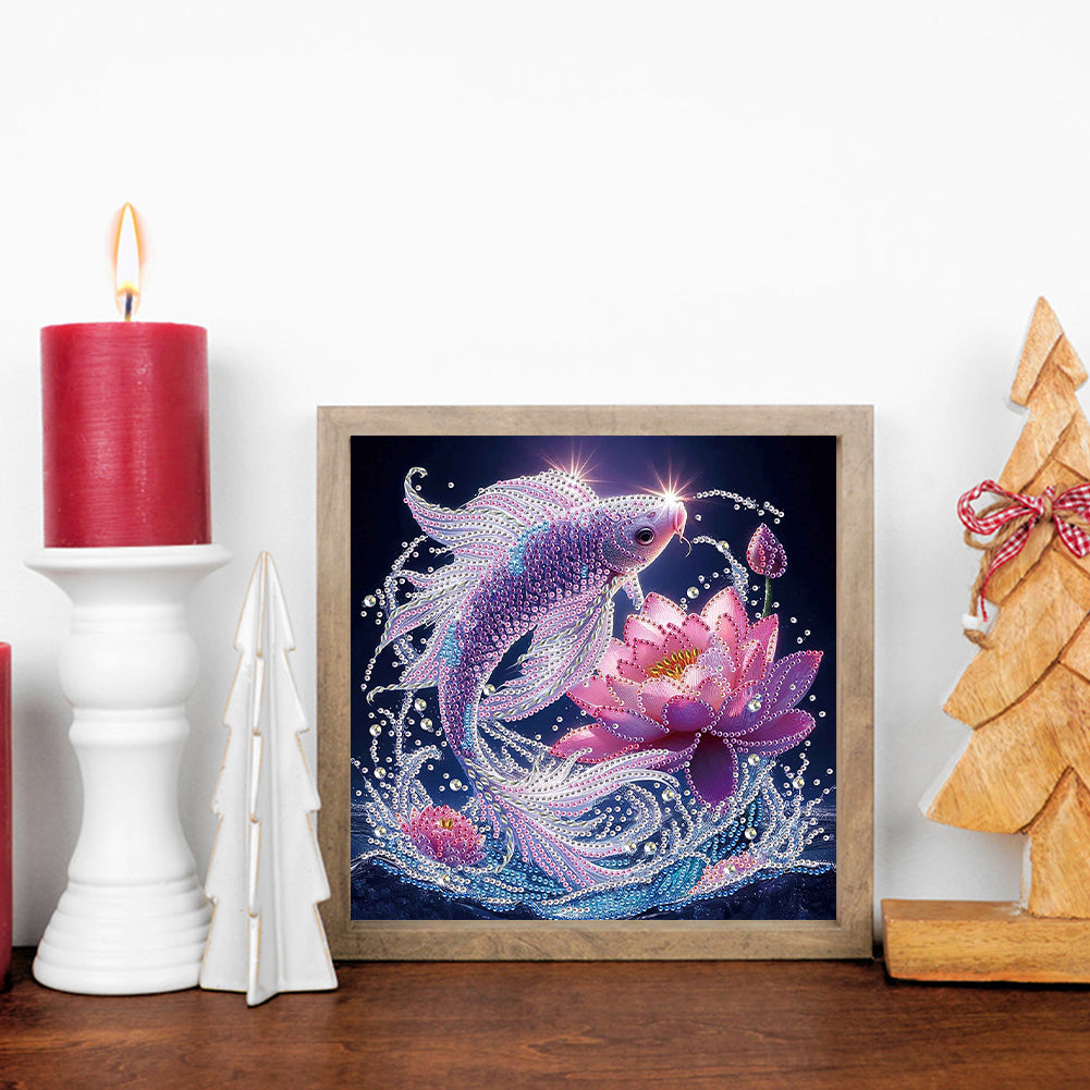 Purple Light Fish - Special Shaped Drill Diamond Painting 30*30CM