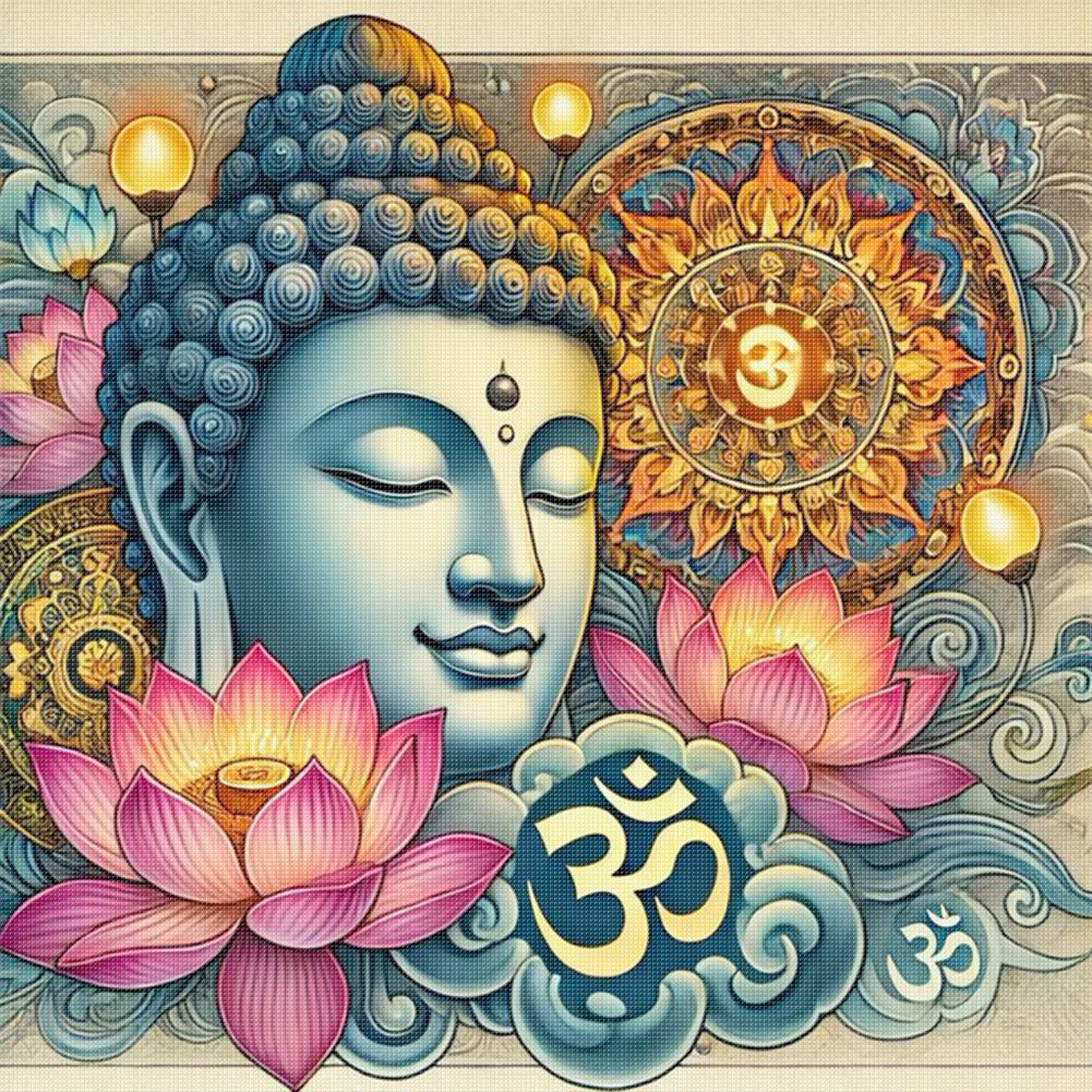 Buddha Statue - 11CT Stamped Cross Stitch 40*40CM