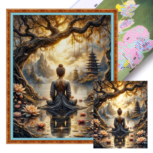 Buddha Statue - 11CT Stamped Cross Stitch 40*50CM