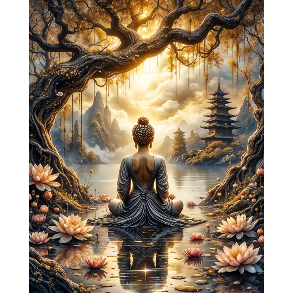 Buddha Statue - 11CT Stamped Cross Stitch 40*50CM