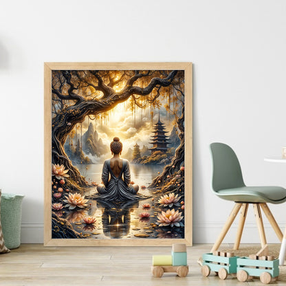 Buddha Statue - 11CT Stamped Cross Stitch 40*50CM