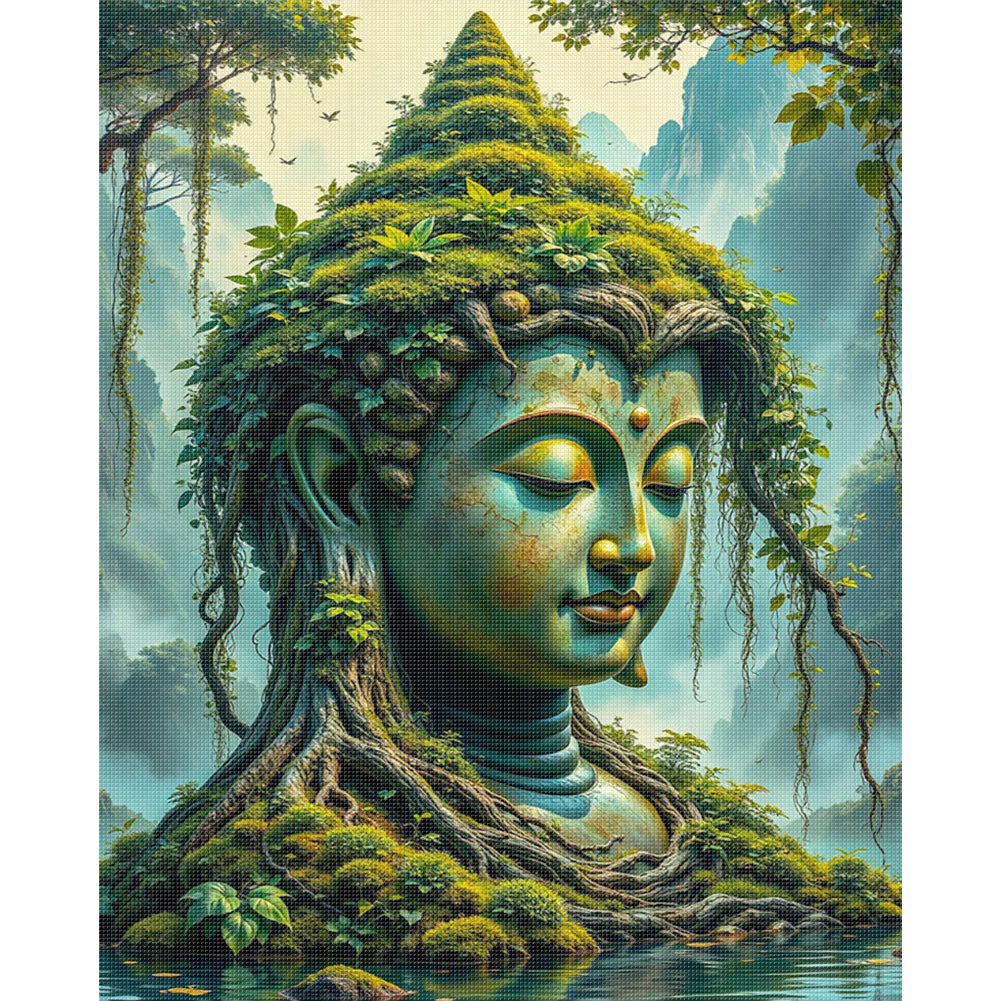 Buddha Statue - 11CT Stamped Cross Stitch 40*50CM