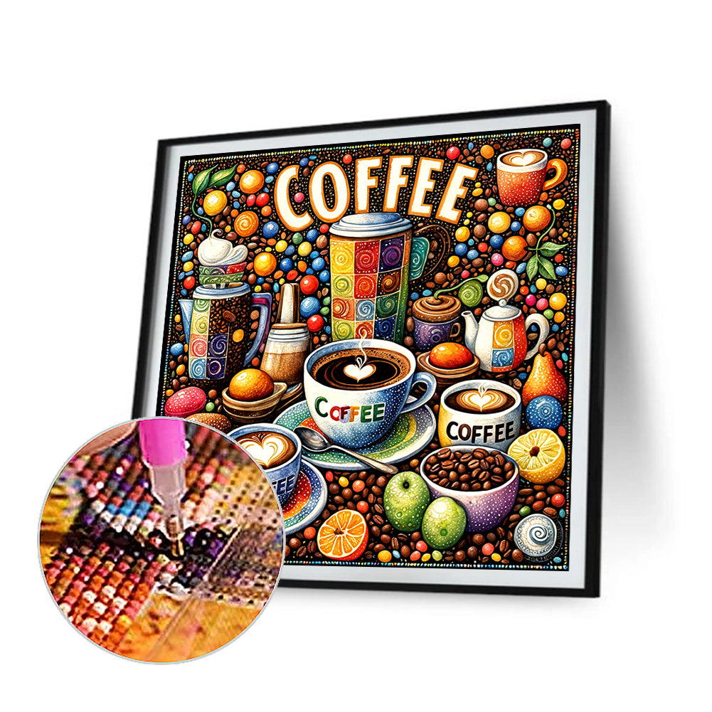 Coffee - Full Round Drill Diamond Painting 40*40CM