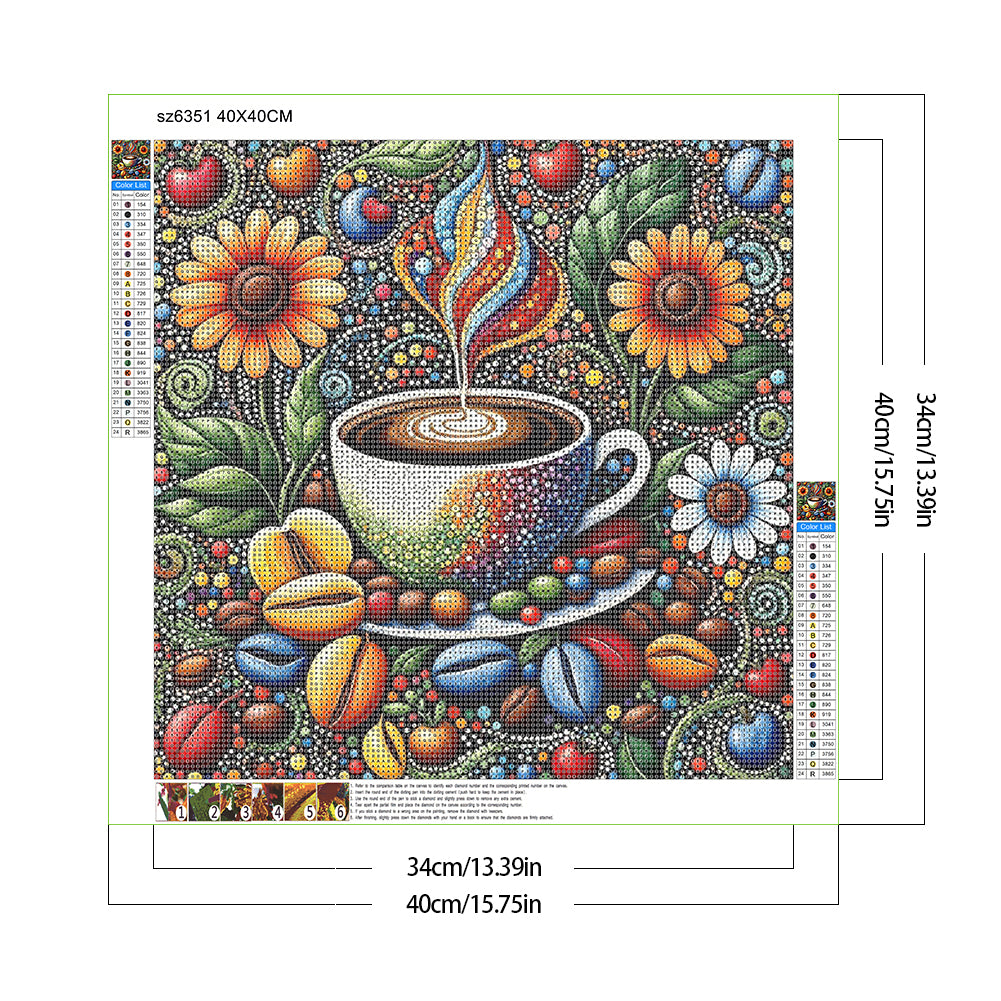 Coffee - Full Round Drill Diamond Painting 40*40CM