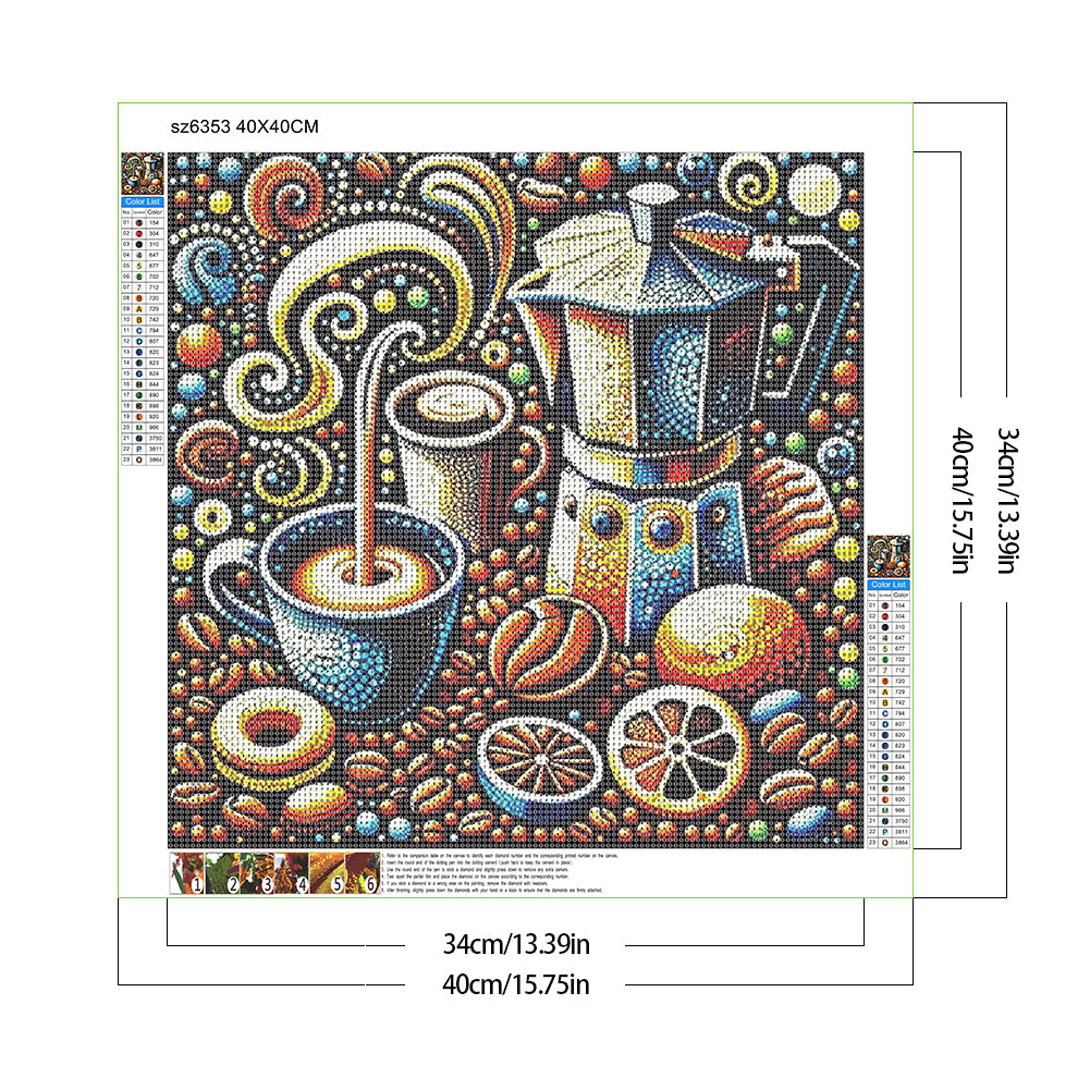 Coffee - Full Round Drill Diamond Painting 40*40CM