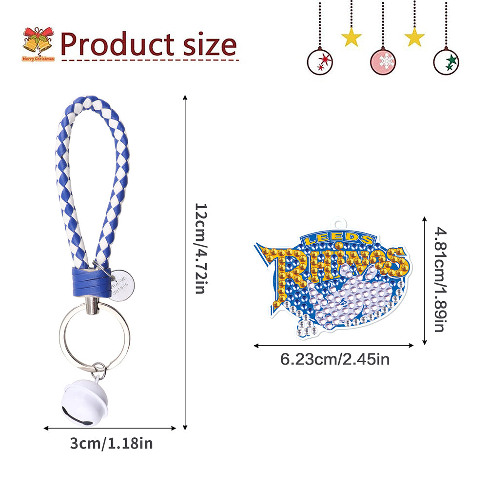 Leeds Rhinos Diamond Painting Keychain Diamond Painting Art Pendant Keychain