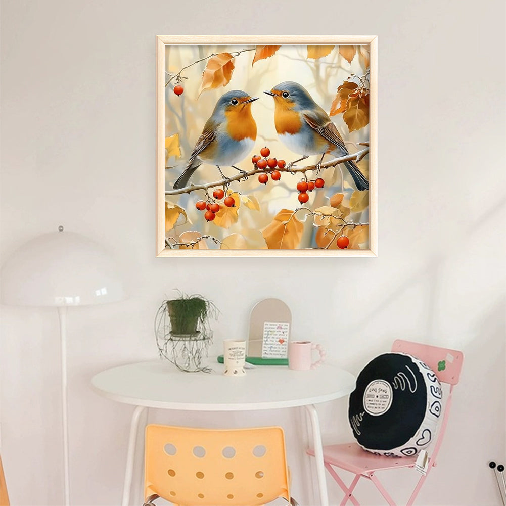 Two Robins - 11CT Stamped Cross Stitch 40*40CM