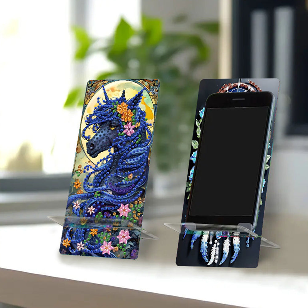 2Pcs Acrylic DIY Animals Diamond Painting Phone Holder Diamond Art Phone Bracket