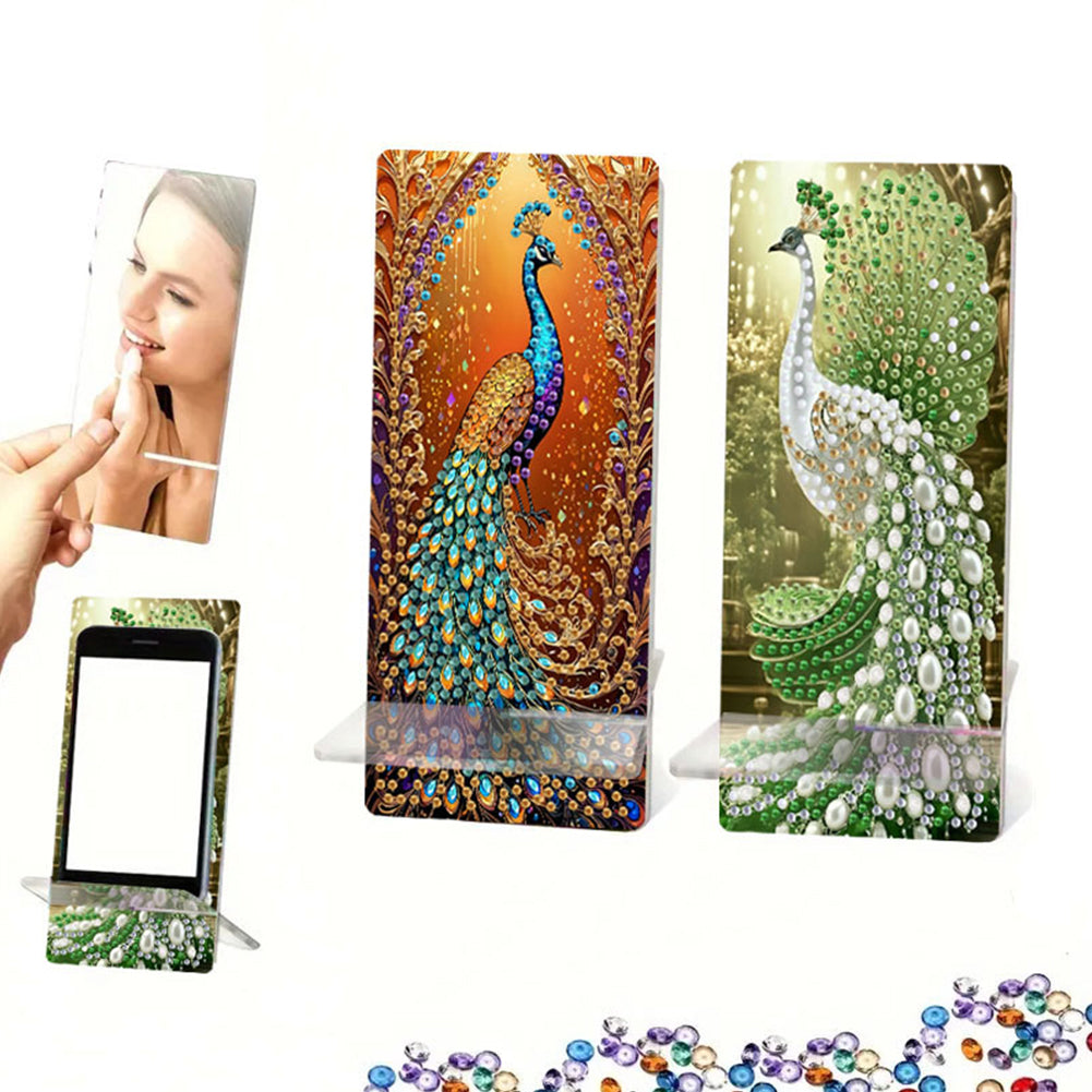 2Pcs Acrylic DIY Animals Diamond Painting Phone Holder Diamond Art Phone Bracket