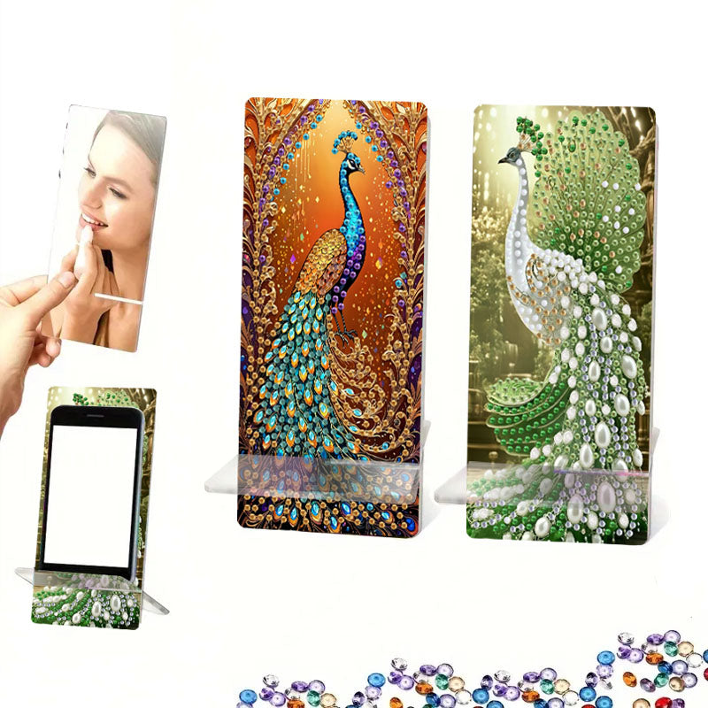 2Pcs Acrylic DIY Animals Diamond Painting Phone Holder Diamond Art Phone Bracket