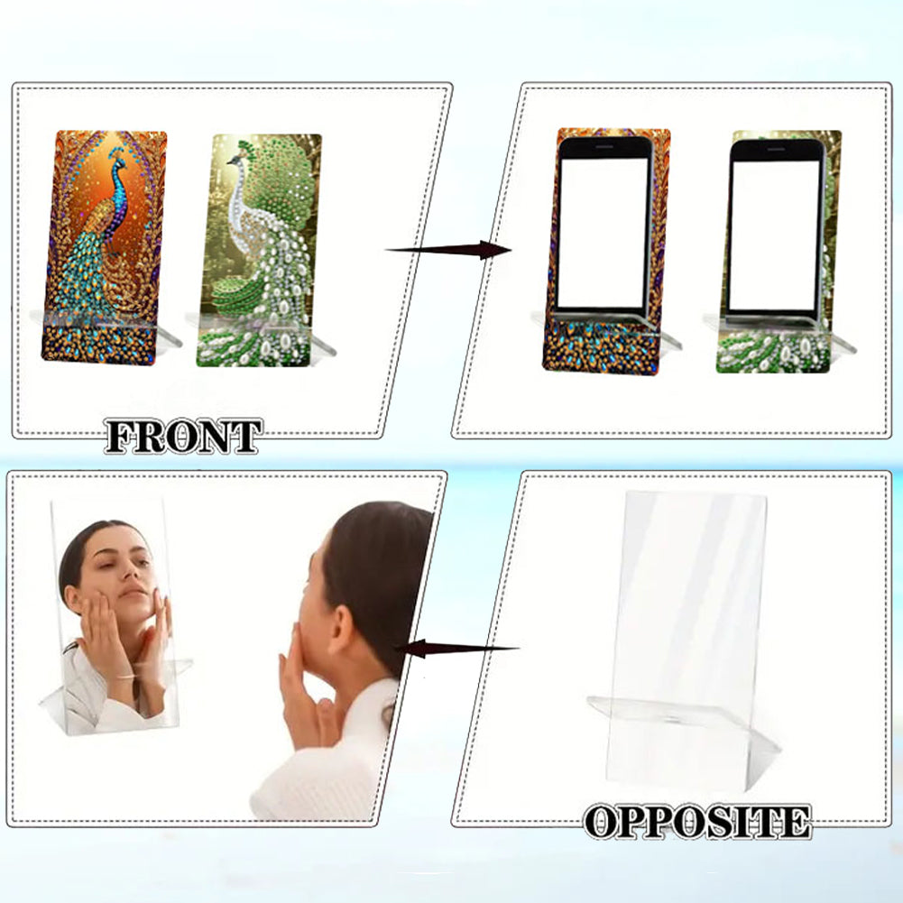 2Pcs Acrylic DIY Animals Diamond Painting Phone Holder Diamond Art Phone Bracket