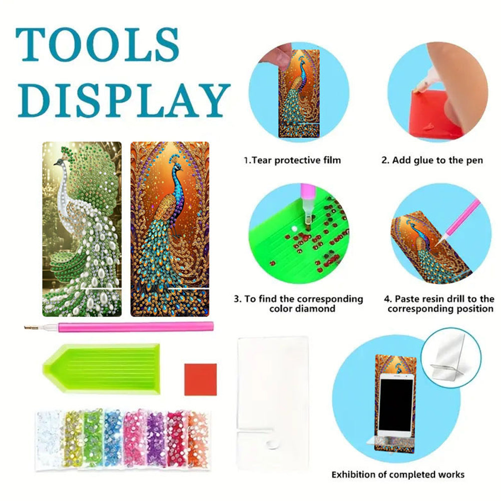 2Pcs Acrylic DIY Animals Diamond Painting Phone Holder Diamond Art Phone Bracket