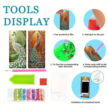 2Pcs Acrylic DIY Animals Diamond Painting Phone Holder Diamond Art Phone Bracket