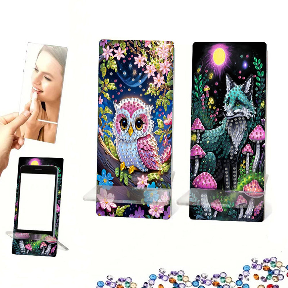 2Pcs Acrylic DIY Animals Diamond Painting Phone Holder Diamond Art Phone Bracket