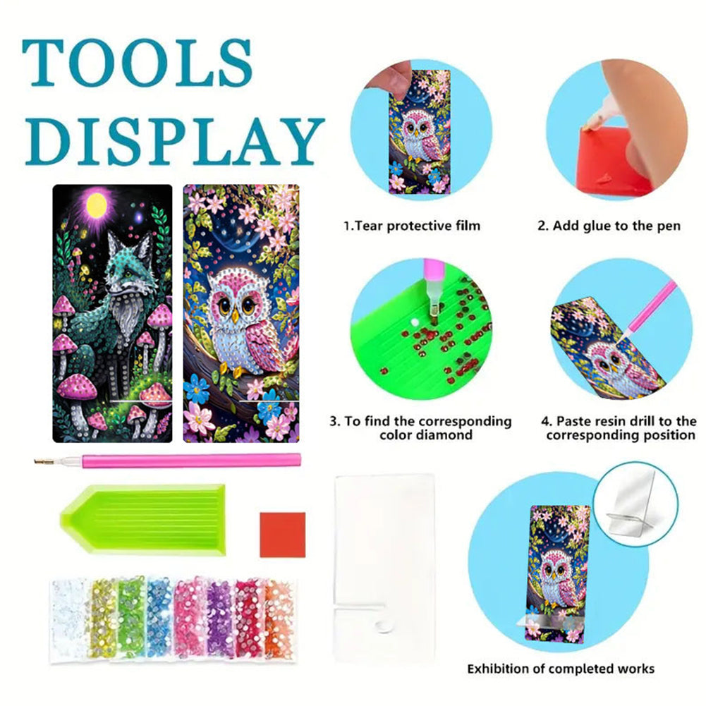 2Pcs Acrylic DIY Animals Diamond Painting Phone Holder Diamond Art Phone Bracket