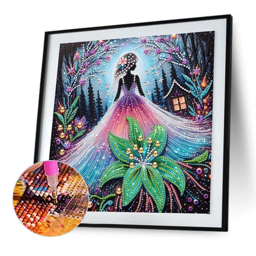 Girl And Flower - Special Shaped Drill Diamond Painting 30*30CM