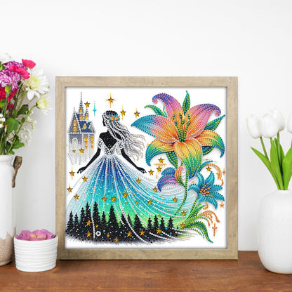 Girl And Lily - Special Shaped Drill Diamond Painting 30*30CM