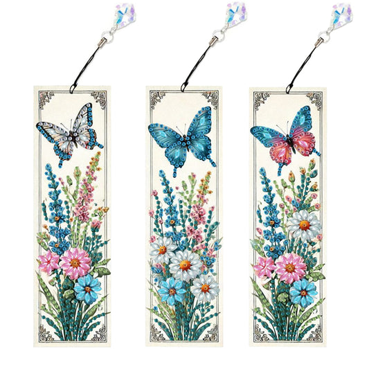 3Pcs Animal Themed DIY Diamond Painting Art Bookmarks Irregular Shaped Diamonds