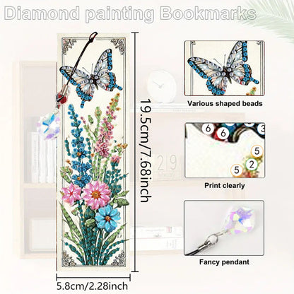3Pcs Animal Themed DIY Diamond Painting Art Bookmarks Irregular Shaped Diamonds