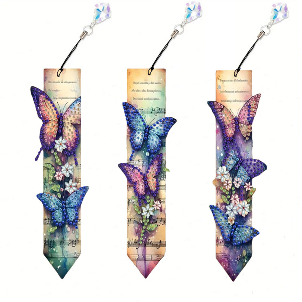 3Pcs Animal Themed DIY Diamond Painting Art Bookmarks Irregular Shaped Diamonds