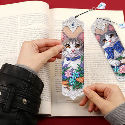 3Pcs Animal Themed DIY Diamond Painting Art Bookmarks Irregular Shaped Diamonds