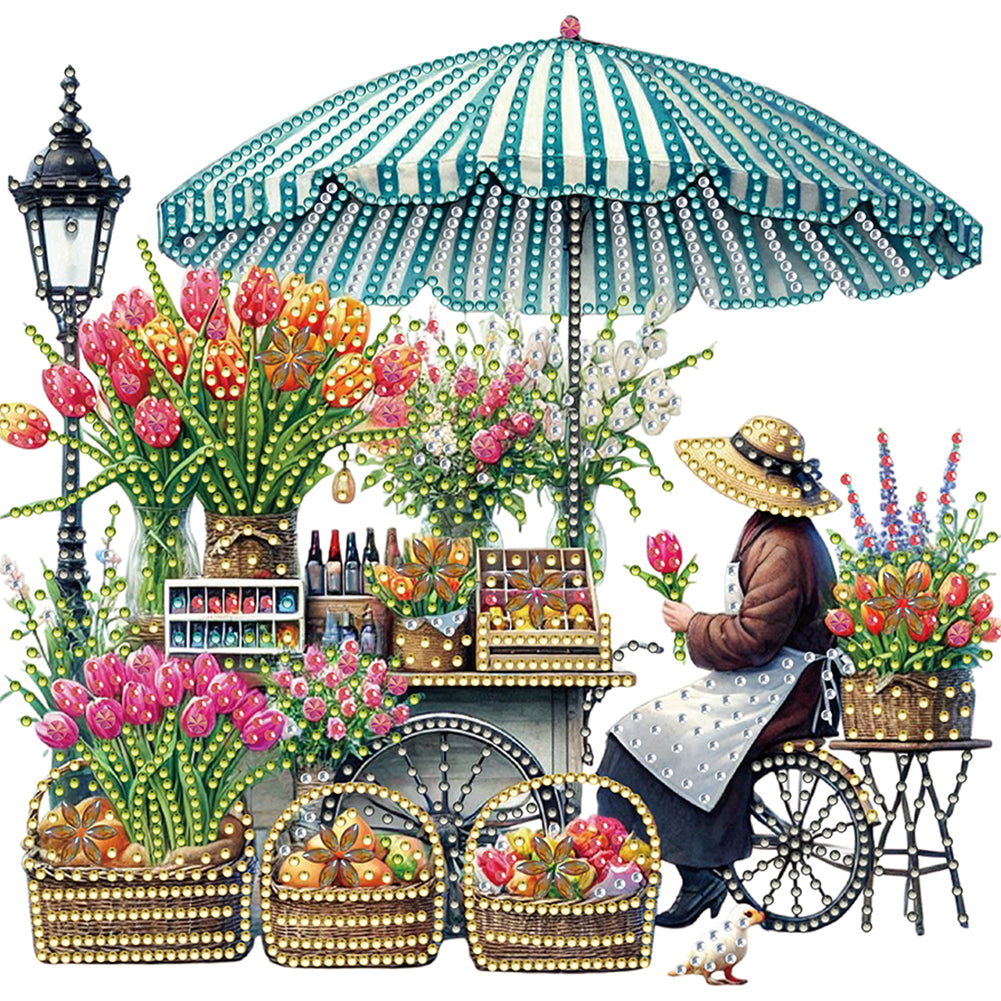 Flower Stall - Special Shaped Drill Diamond Painting 30*30CM