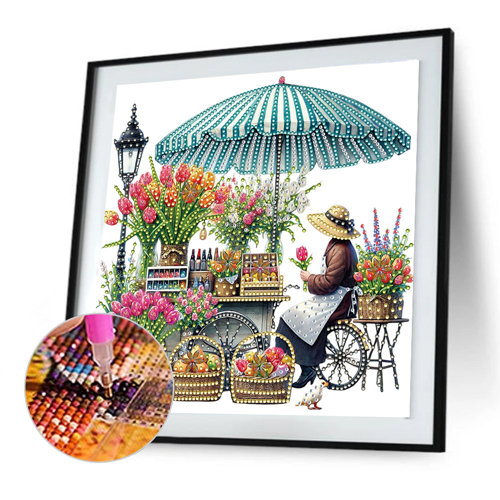 Flower Stall - Special Shaped Drill Diamond Painting 30*30CM