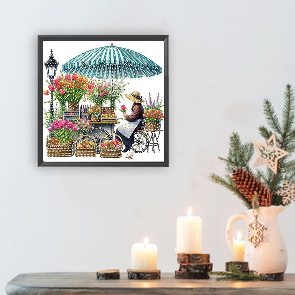 Flower Stall - Special Shaped Drill Diamond Painting 30*30CM