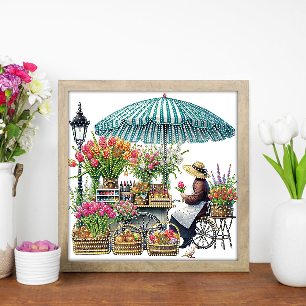 Flower Stall - Special Shaped Drill Diamond Painting 30*30CM