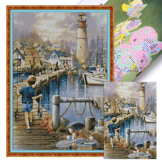 Little Boy'S Happiness - 14CT Stamped Cross Stitch 55*75CM(Fairy Brand)