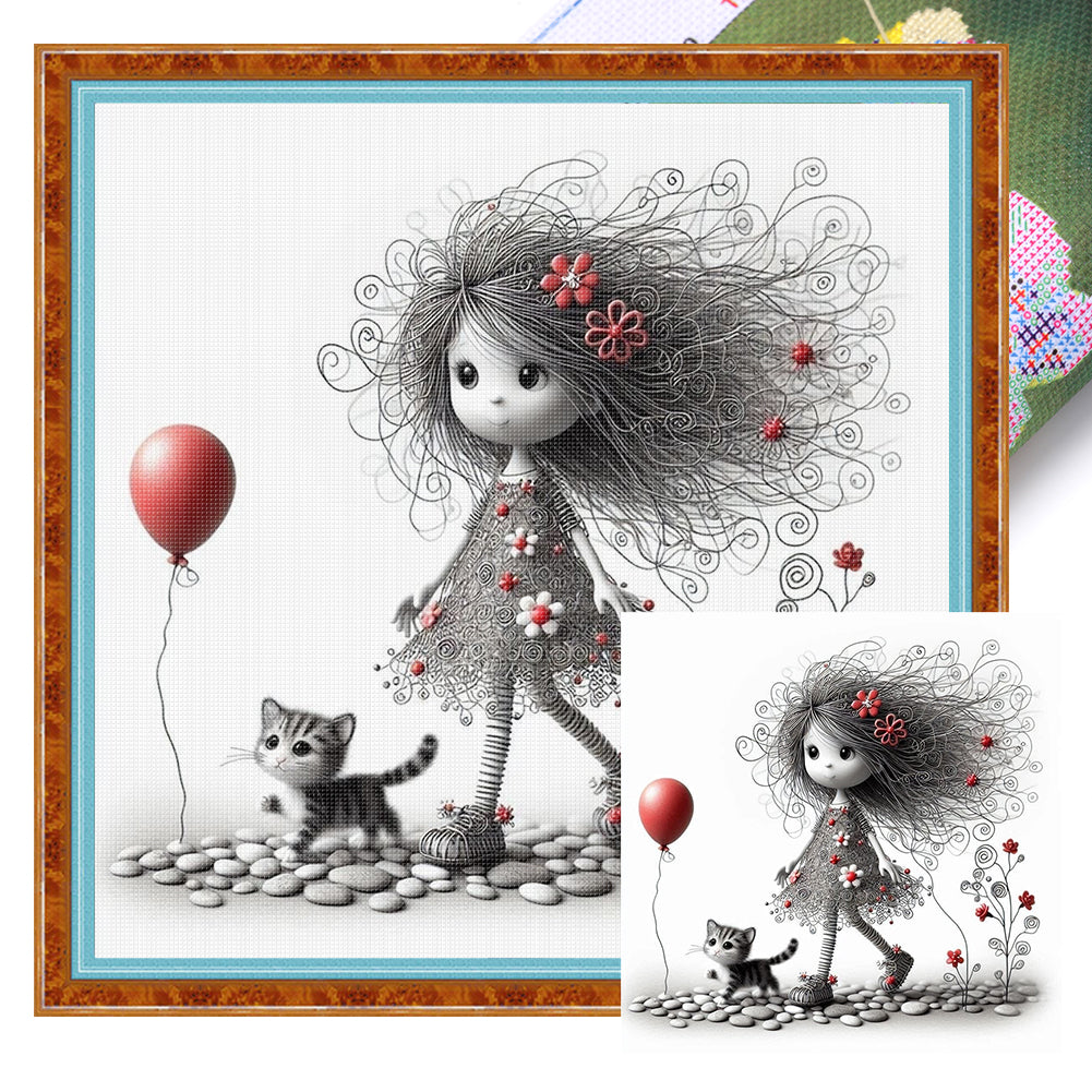 Halloween Weird Girl - 11CT Stamped Cross Stitch 40*40CM