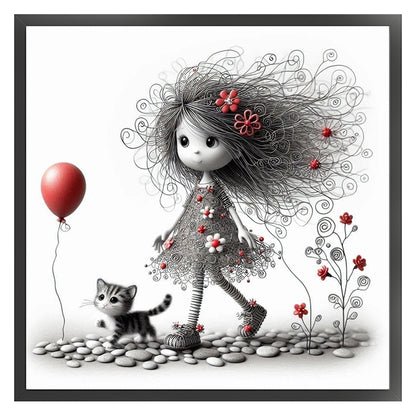 Halloween Weird Girl - 11CT Stamped Cross Stitch 40*40CM
