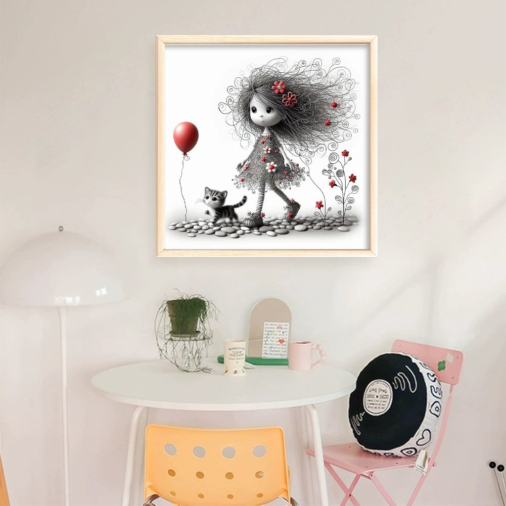 Halloween Weird Girl - 11CT Stamped Cross Stitch 40*40CM