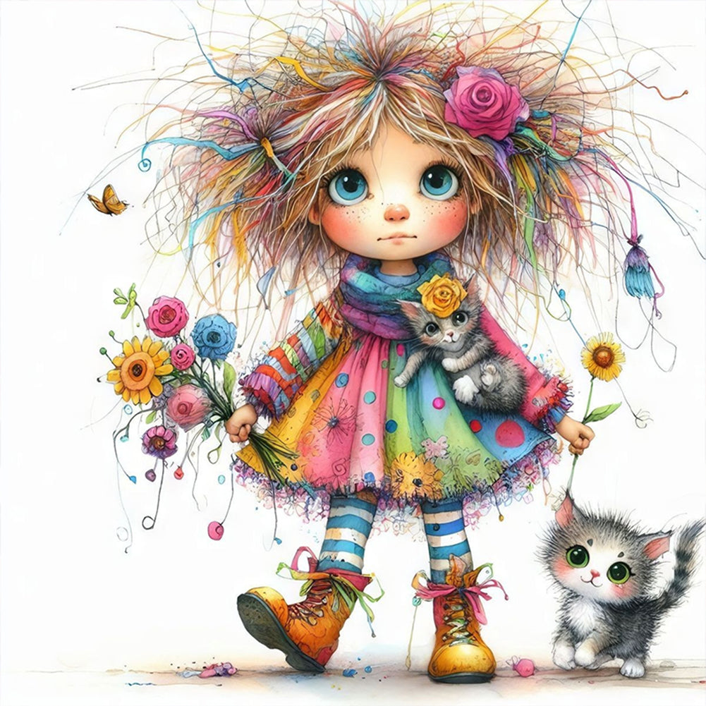 Weird Girl - 11CT Stamped Cross Stitch 40*40CM