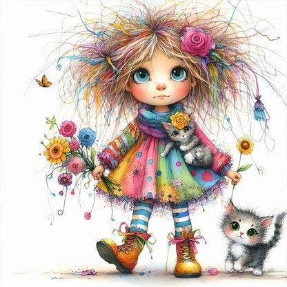 Weird Girl - 11CT Stamped Cross Stitch 40*40CM
