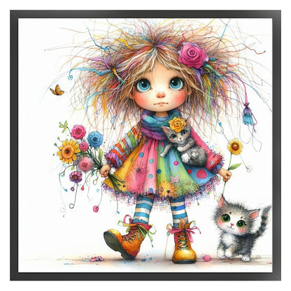 Weird Girl - 11CT Stamped Cross Stitch 40*40CM