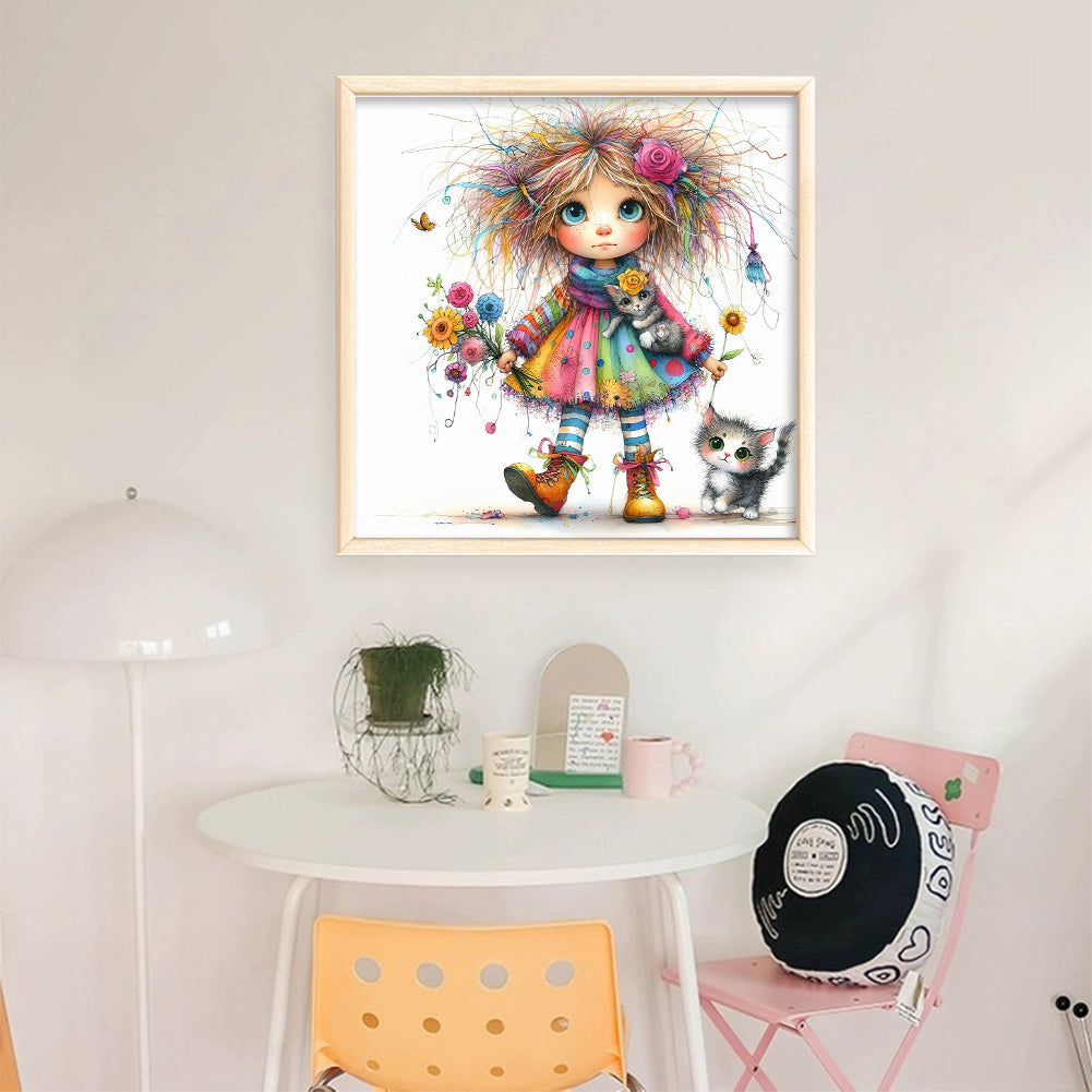 Weird Girl - 11CT Stamped Cross Stitch 40*40CM
