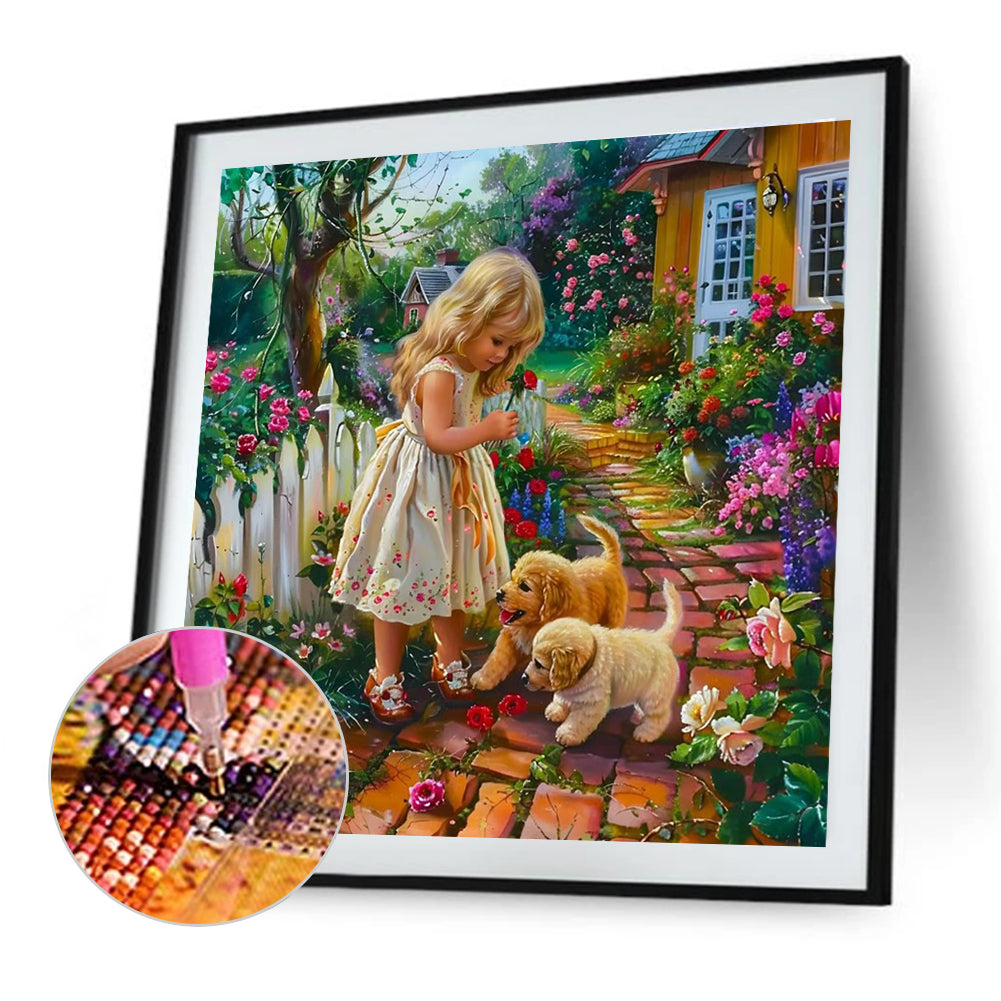 Garden Girl - Full Round Drill Diamond Painting 40*40CM
