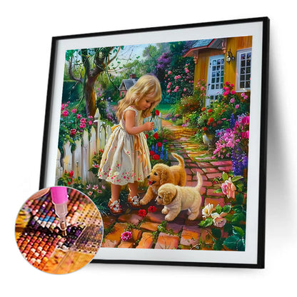 Garden Girl - Full Round Drill Diamond Painting 40*40CM