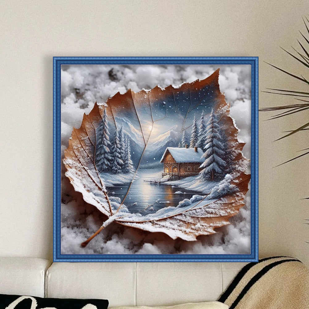 Leaf Silhouette - Winter - 11CT Stamped Cross Stitch 40*40CM