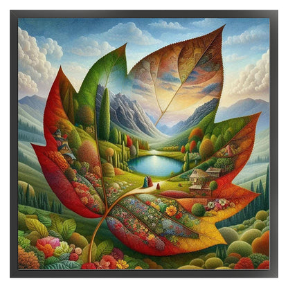 Leaf Silhouette - Autumn - 11CT Stamped Cross Stitch 40*40CM