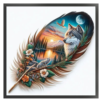 Leaf Silhouette - Wolf - 11CT Stamped Cross Stitch 40*40CM