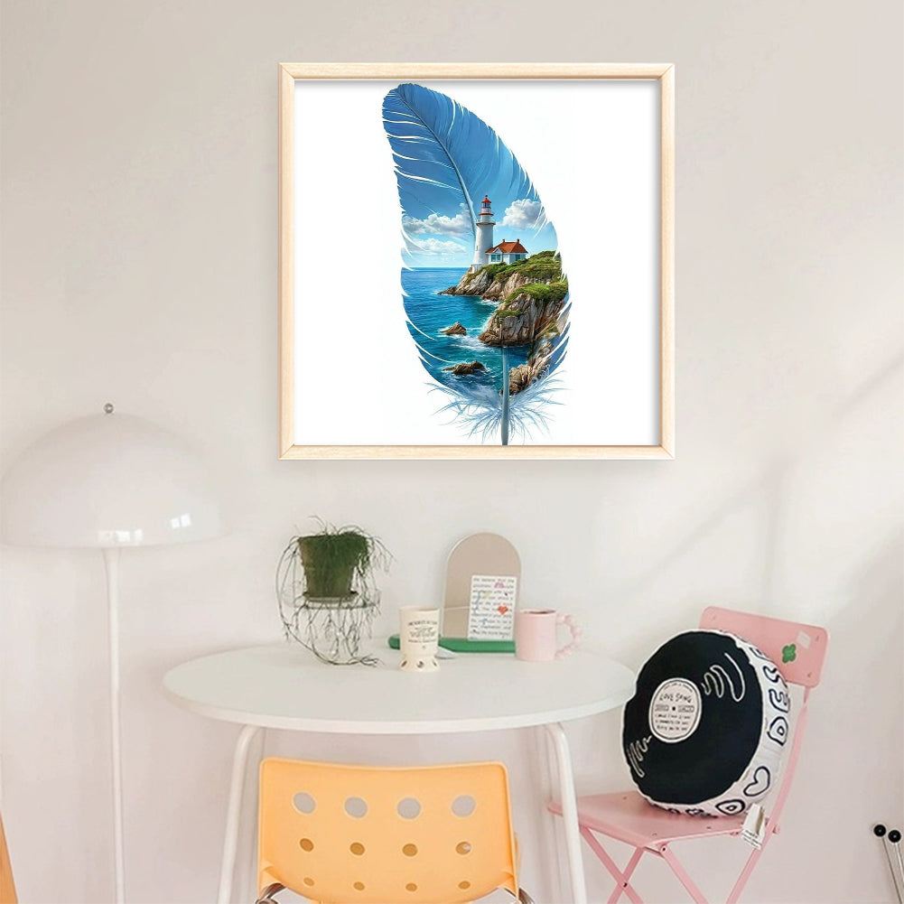 Leaf Silhouette - Lighthouse - 11CT Stamped Cross Stitch 40*70CM