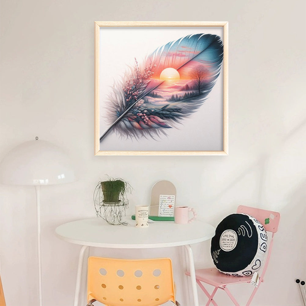 Feather Silhouette - Sunrise - 11CT Stamped Cross Stitch 40*40CM